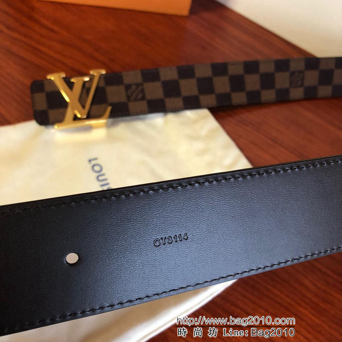 路易威登LV 原單品質 經典啡棋盤格 百搭款男士皮帶 M9807  xfp1389
